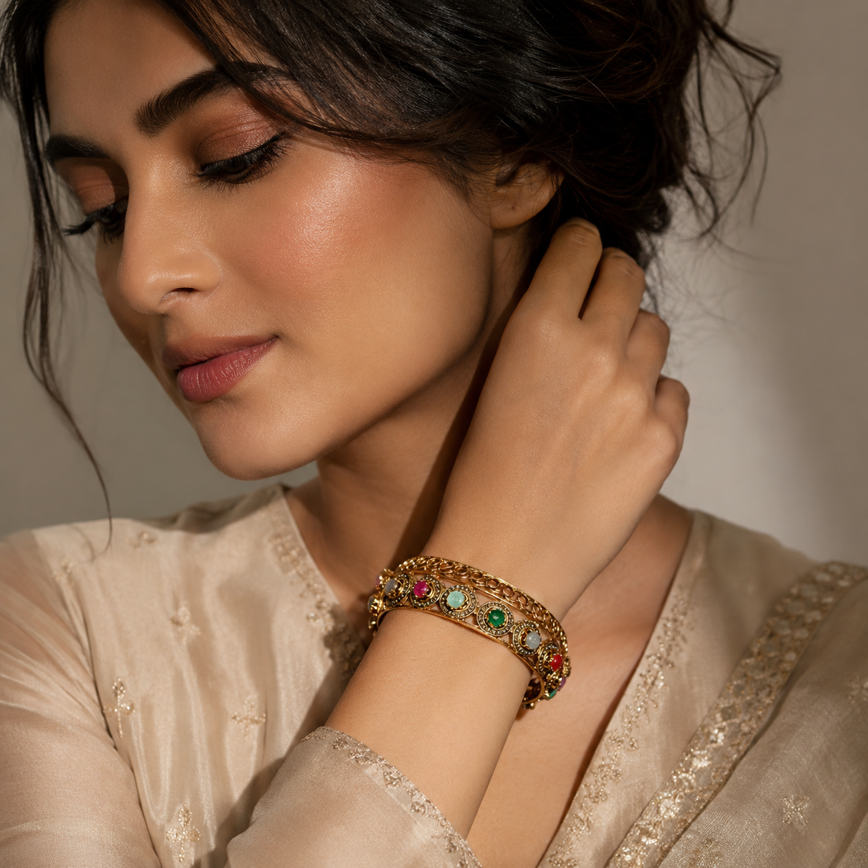 Artisan Gold Filigree Multicolor Bracelet
