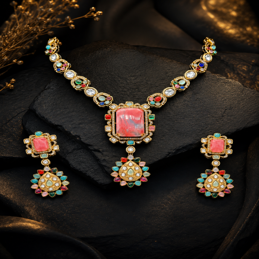 Opulent Multicolour Kundan Necklace Set